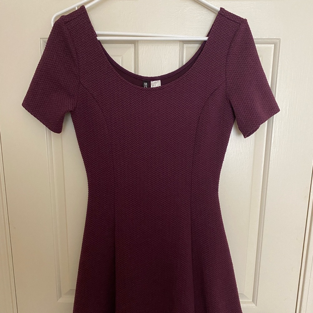 H&M purple fitted skater dress